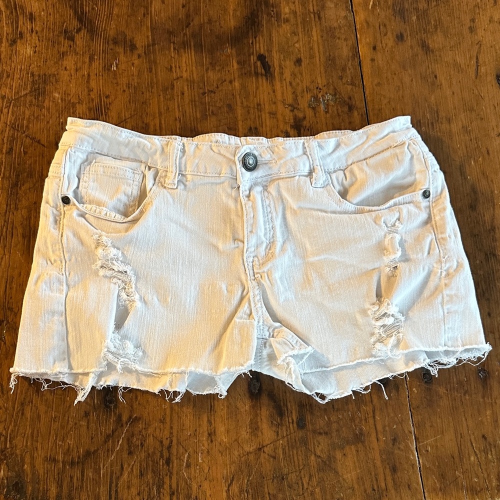 Distressed White Denim Jean Shorts for Women